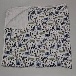 Chick Pea Elephant Zebra Giraffe Alligator Letters Baby Blanket 100% Cotton